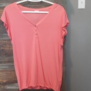 Elegant Coral V-Neck Blouse